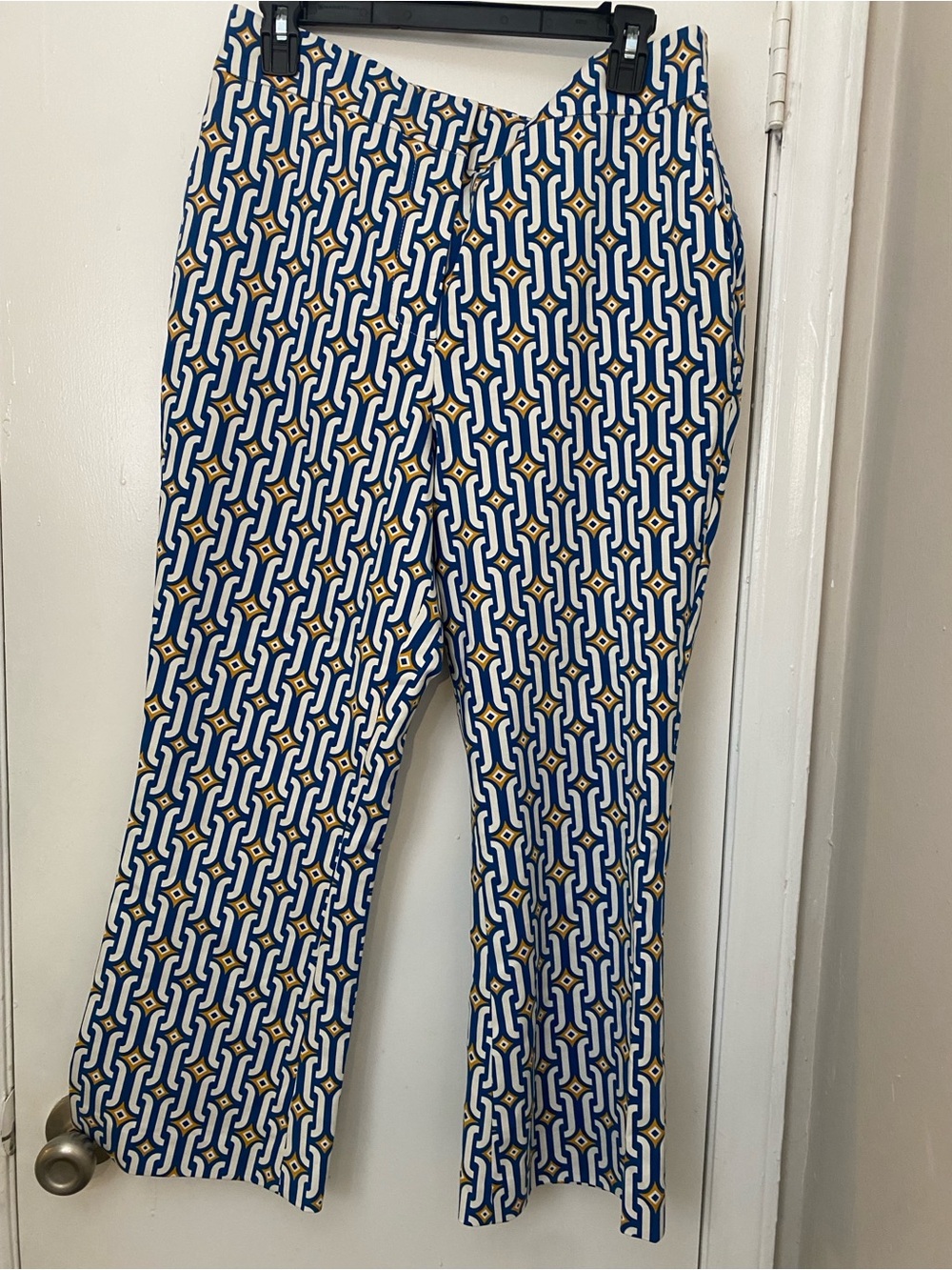 BODEN  Blue Geo Print Cropped Flare Pants